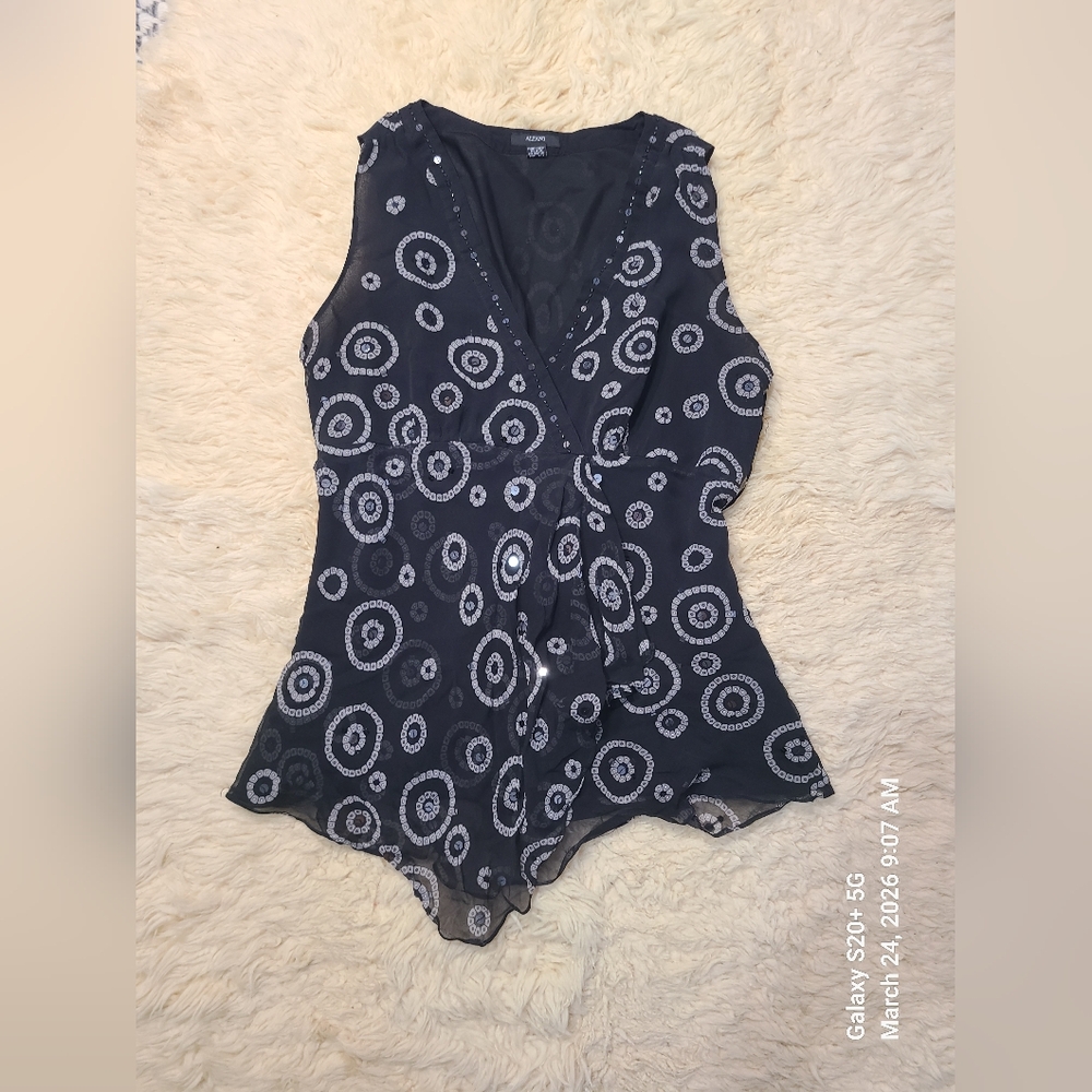 Alfani Black Silk-Look Top with Satin Finish